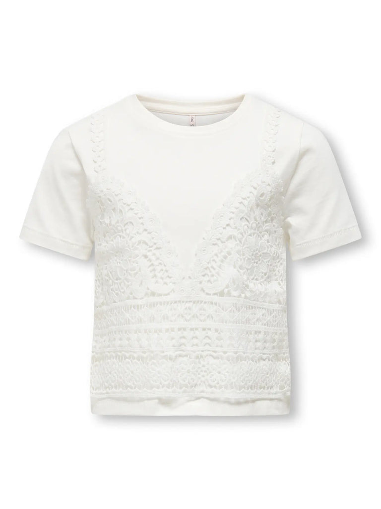 T shirt white pizzo bambina